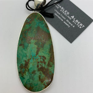 .950 Sterling Silver Chrysocolla Teardrop Pendant